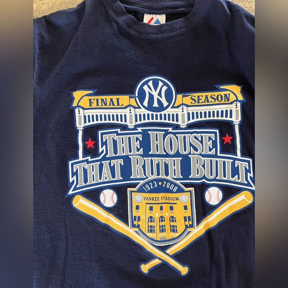 2008 New York Yankees Stadium The House That Ruth Built Final Game Shirt SIZE M